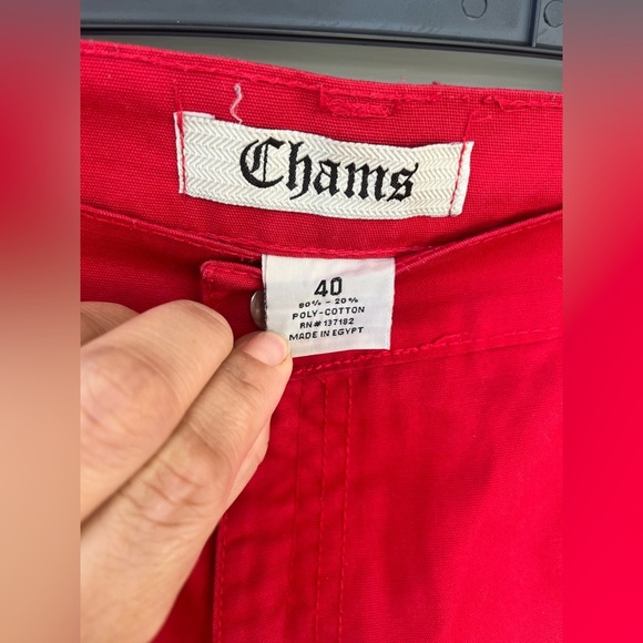 CHAMS  Men's Vibrant Red Cargo Pants, Men’s Size 40 - Picture 4 of 12
